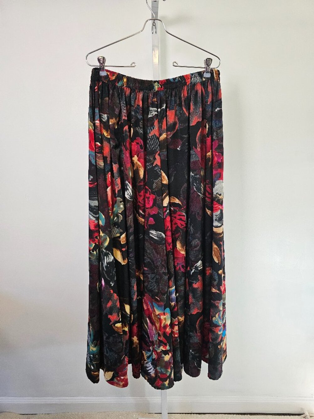 Magic Skirt Maxi Black Red Floral Boho Goth Dark Romantic A-line 1x